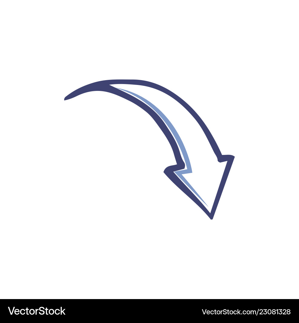 Swirl Arrow Pointer - Downward vector image