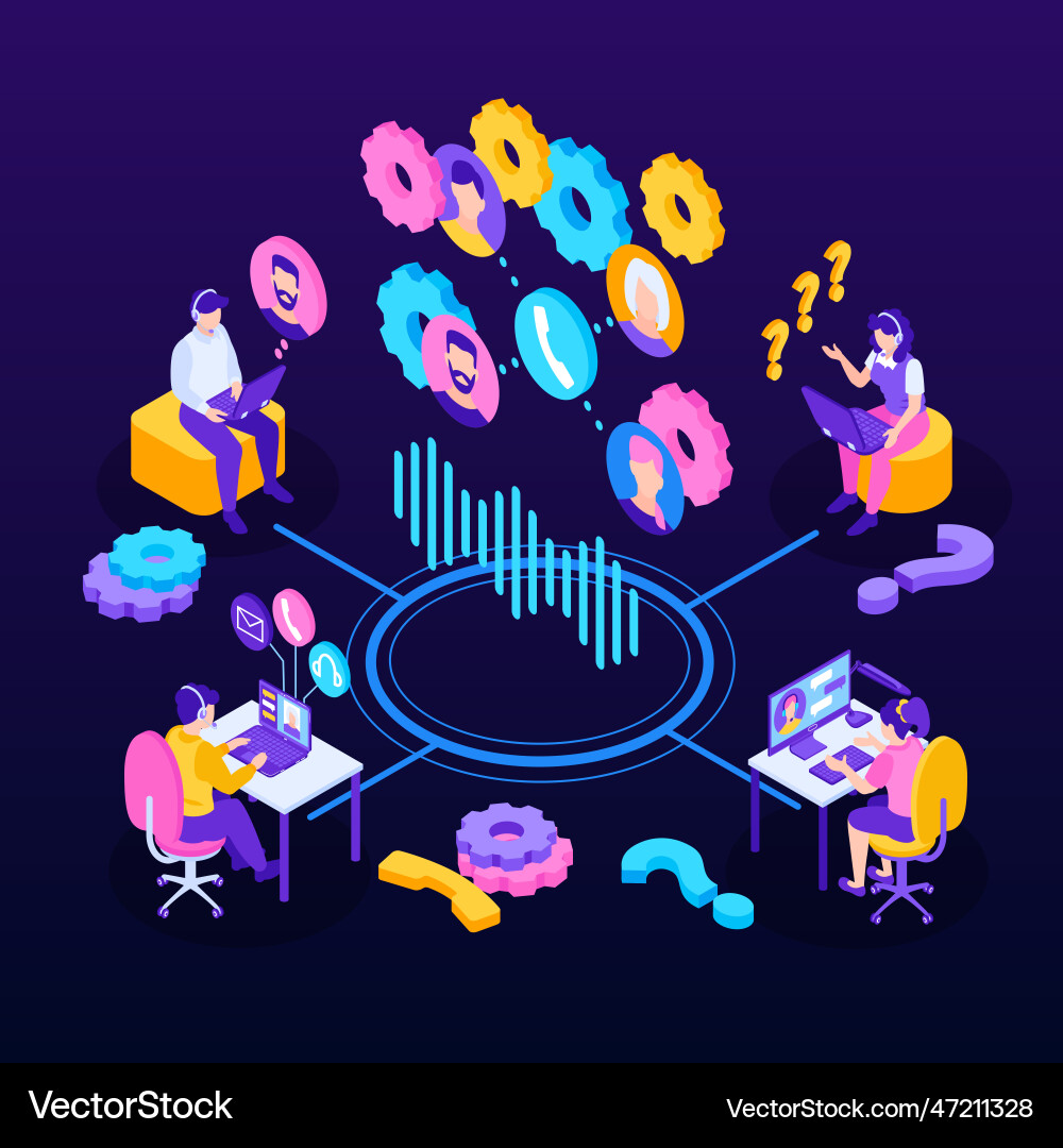 Tech support connection composition Tech support connection composition vector image