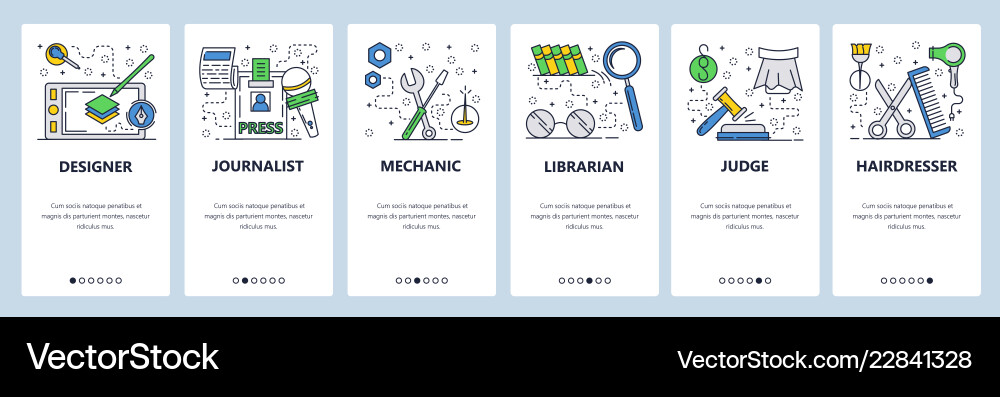 Web site linear art onboarding screens Web site linear art onboarding screens vector image
