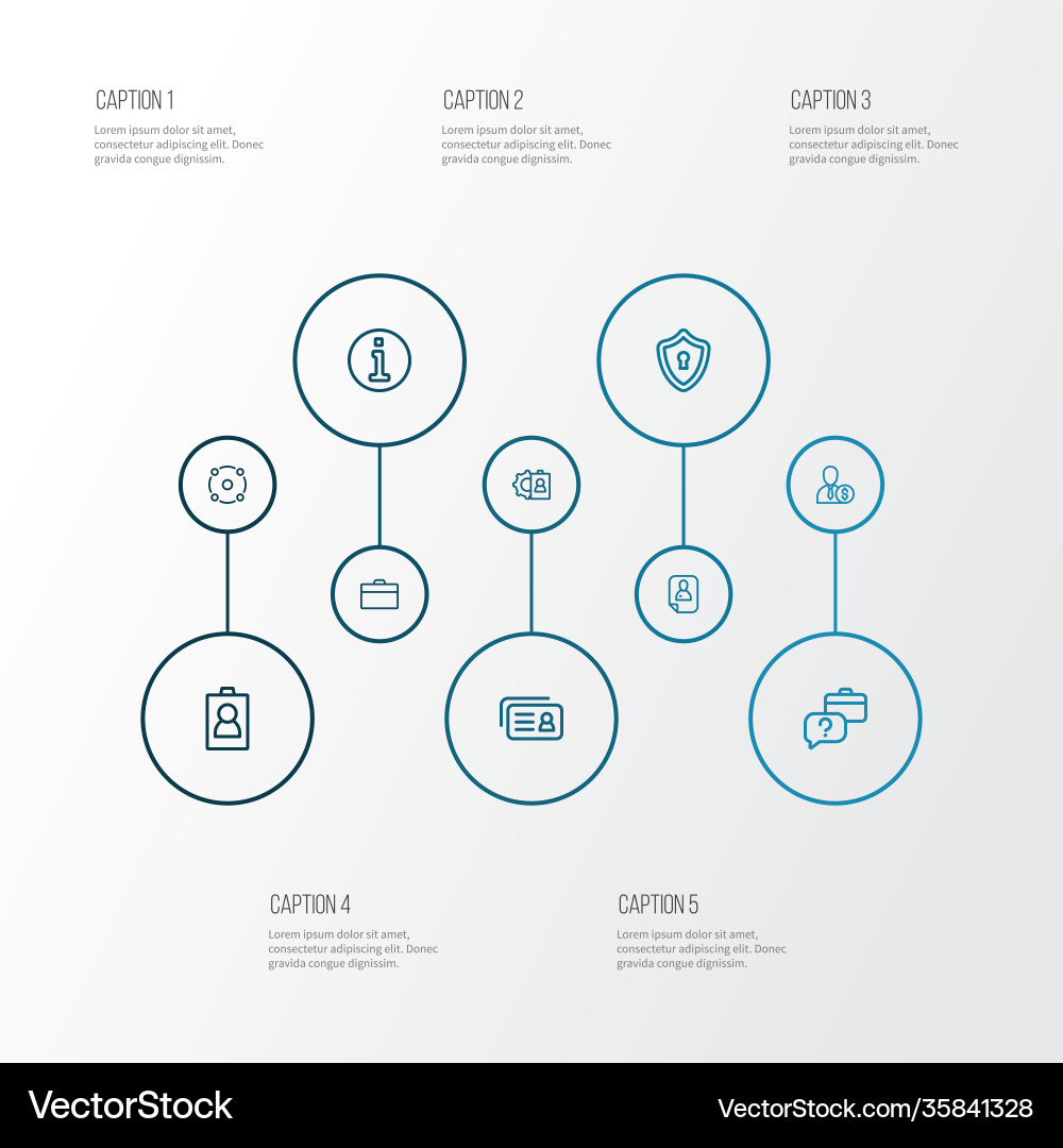 Work icons line style set with information Work icons line style set with information vector image