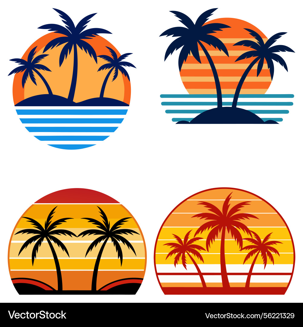 A colorful circle with palm trees Vector Image