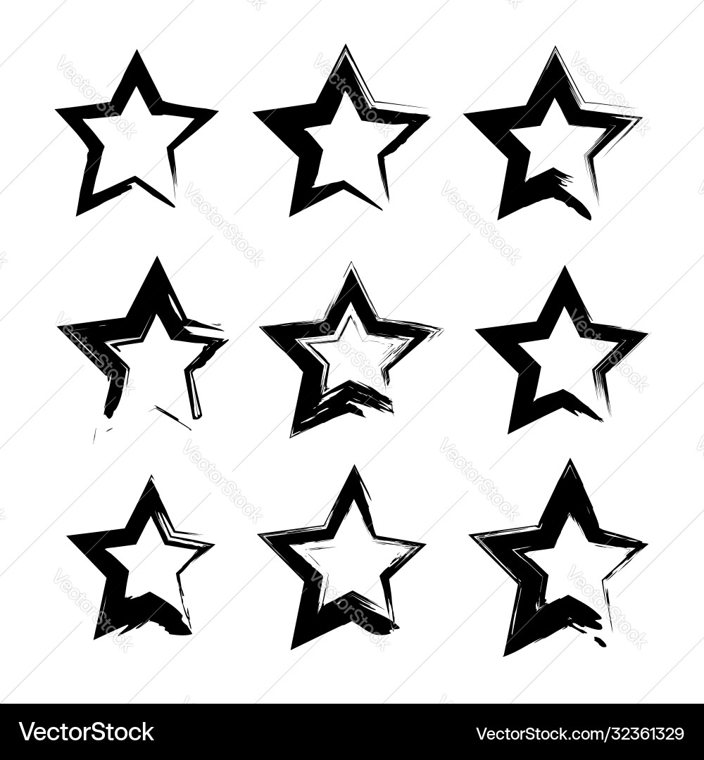 Black Star Smear Texture Set Vector Image