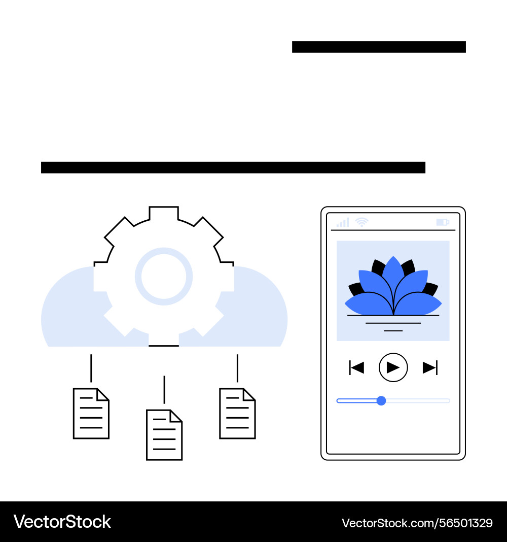 Cloud-based file sharing and media streaming app Cloud-based file sharing and media streaming app vector image