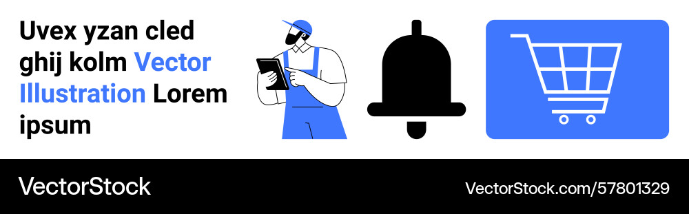 Delivery person using tablet with notification Delivery person using tablet with notification vector image