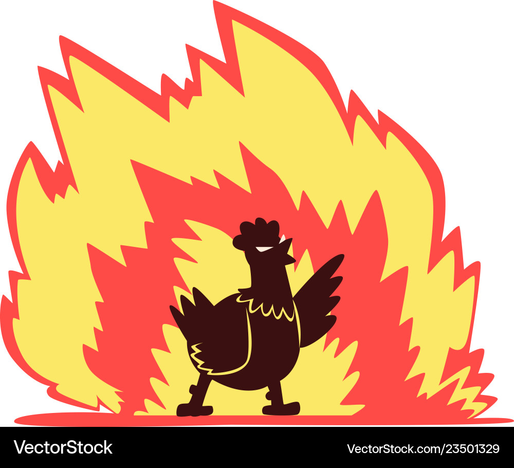 Fiery Chicken Logo - Hot & Spicy Vector Image