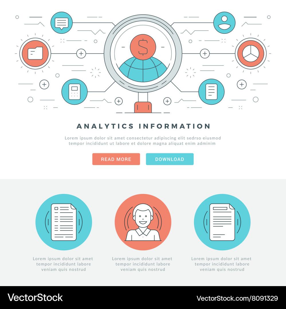 Flat line business concept web site header vector image