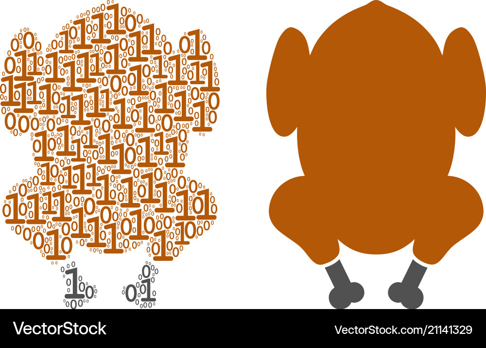 Fried chicken collage of binary digits Fried chicken collage of binary digits vector image