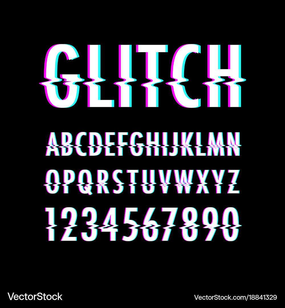 Glitch Effekt Text Hintergrund Vektorbild