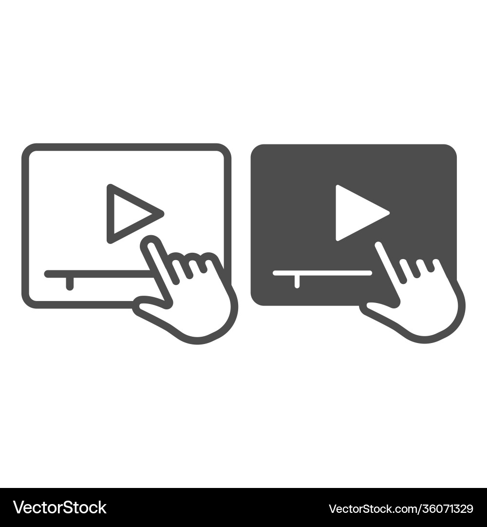 Hand pointer select video line and solid icon Hand pointer select video line and solid icon vector image