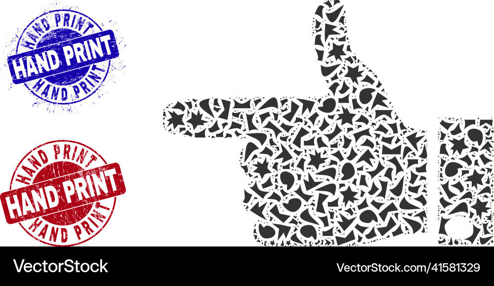 Handpointer links Mosaik von Shards mit Druck Handpointer links Mosaik von Shards mit Druck vektorbild