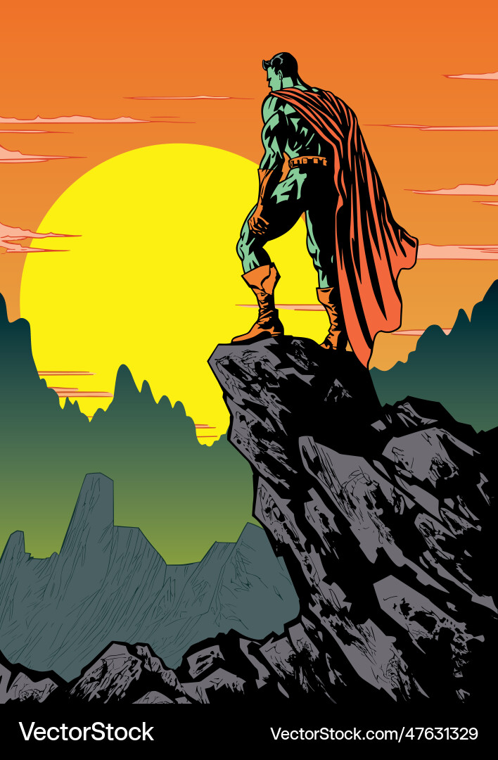 Hero on Cliff's Edge Vector Image