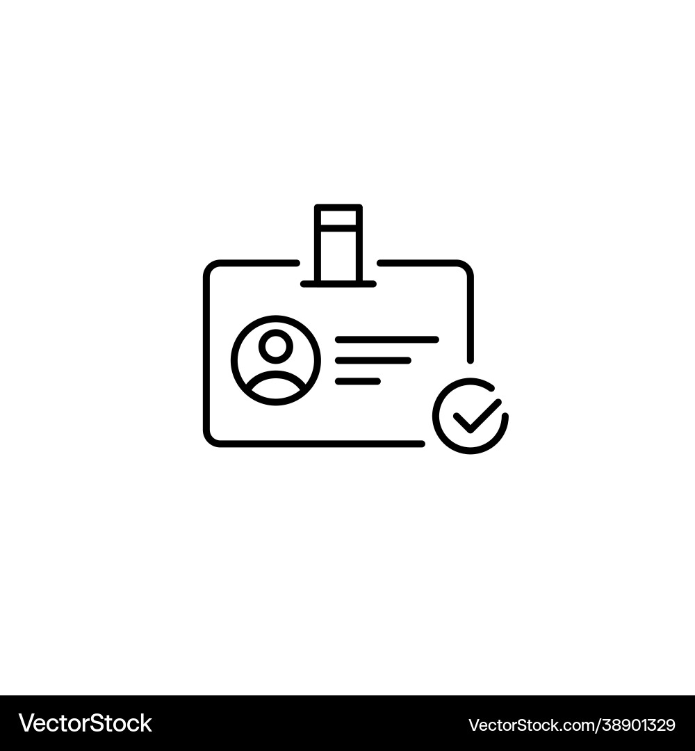 Id approved with checkmark symbol security user Id approved with checkmark symbol security user Vector Image