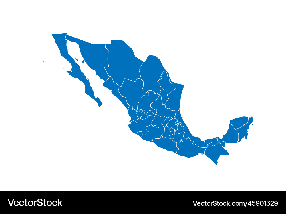 Mexico political map of administrative divisions Mexico political map of administrative divisions vector image