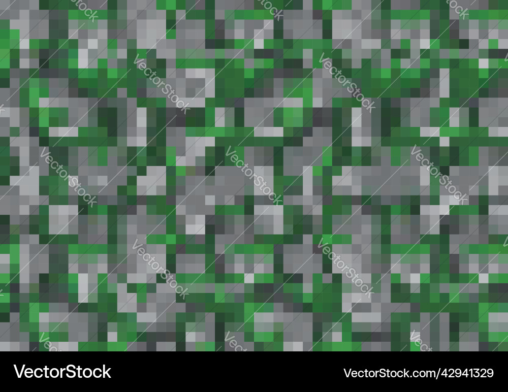 Pixel game background with grass and ground blocks Vector Image
