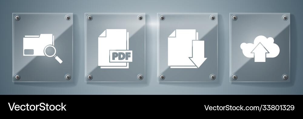 Set cloud upload document with download pdf file vector image