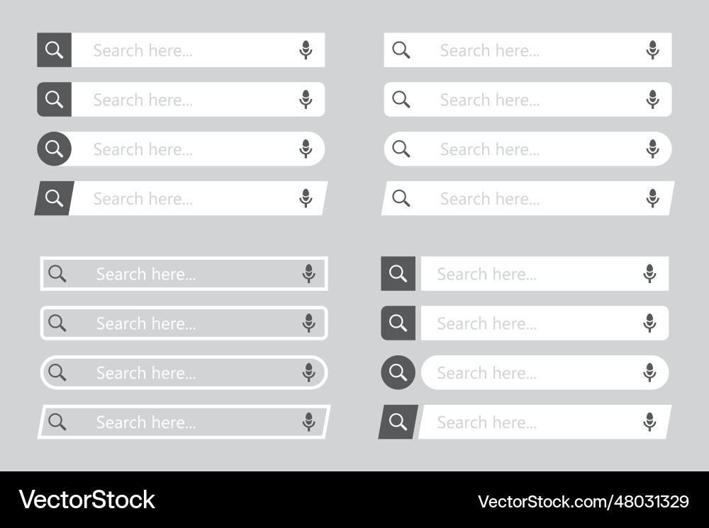 Set of search bar element in a flat design Vector Image
