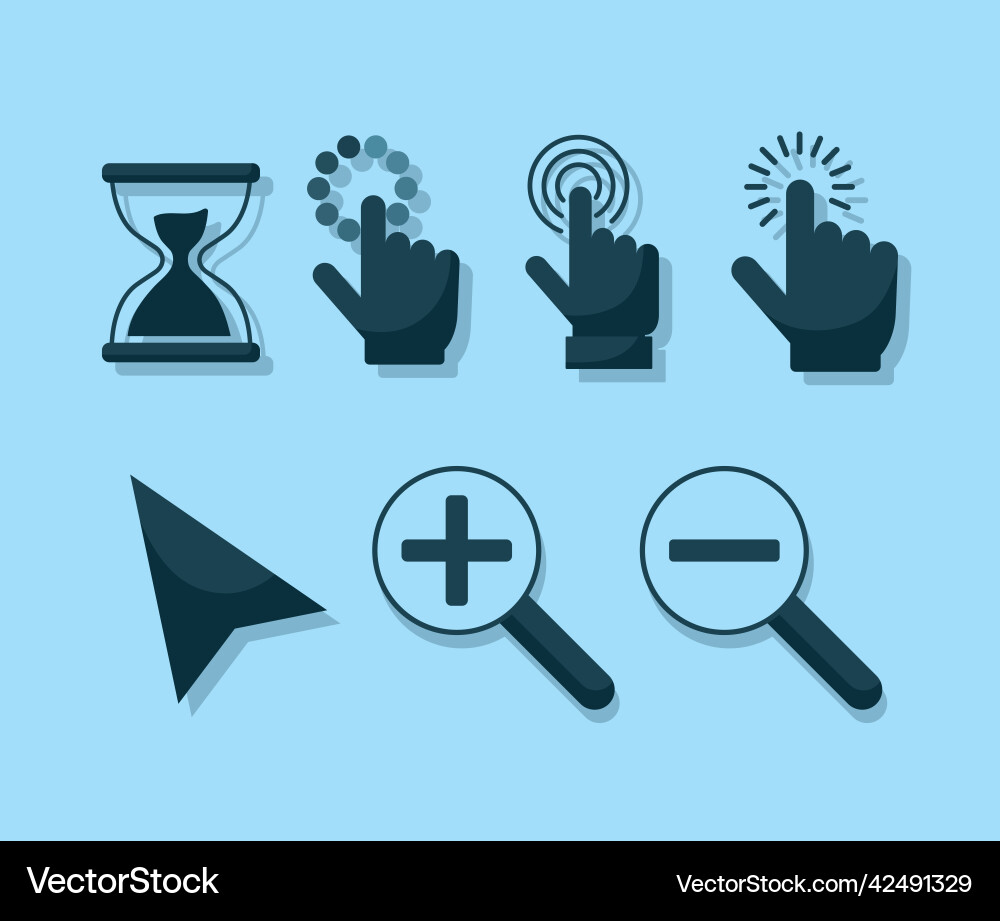Seven mouse pointers vector image
