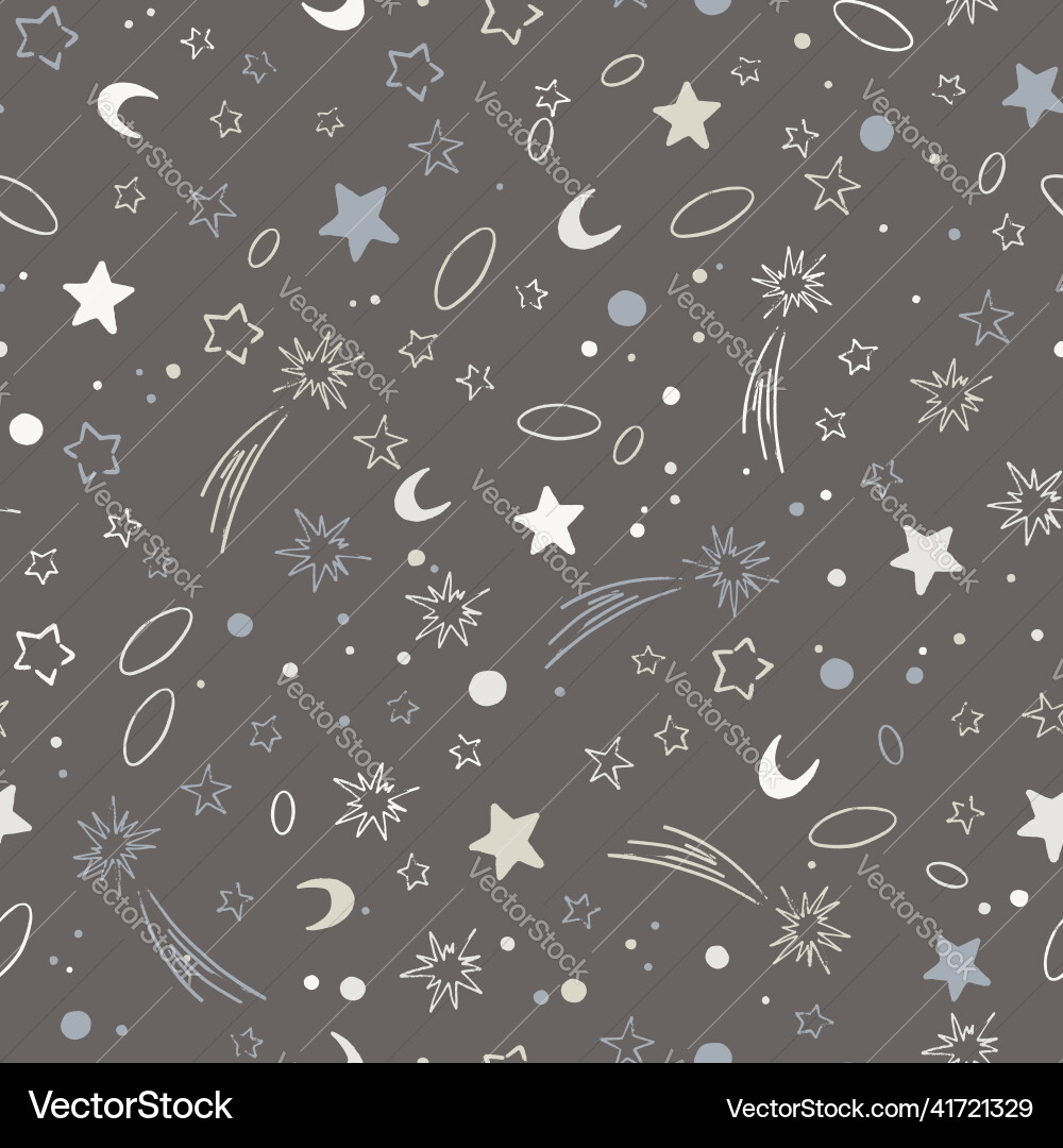 Space seamless pattern with planets comets vector image