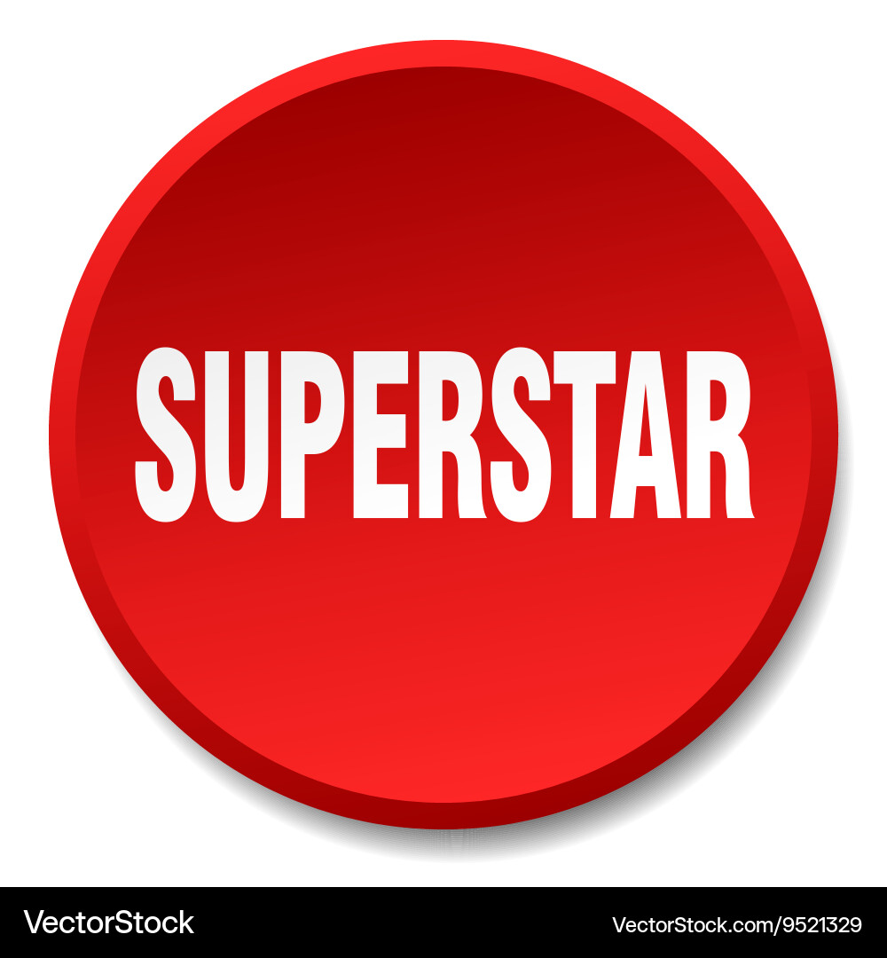 Superstar red round flat isolated push button vector image