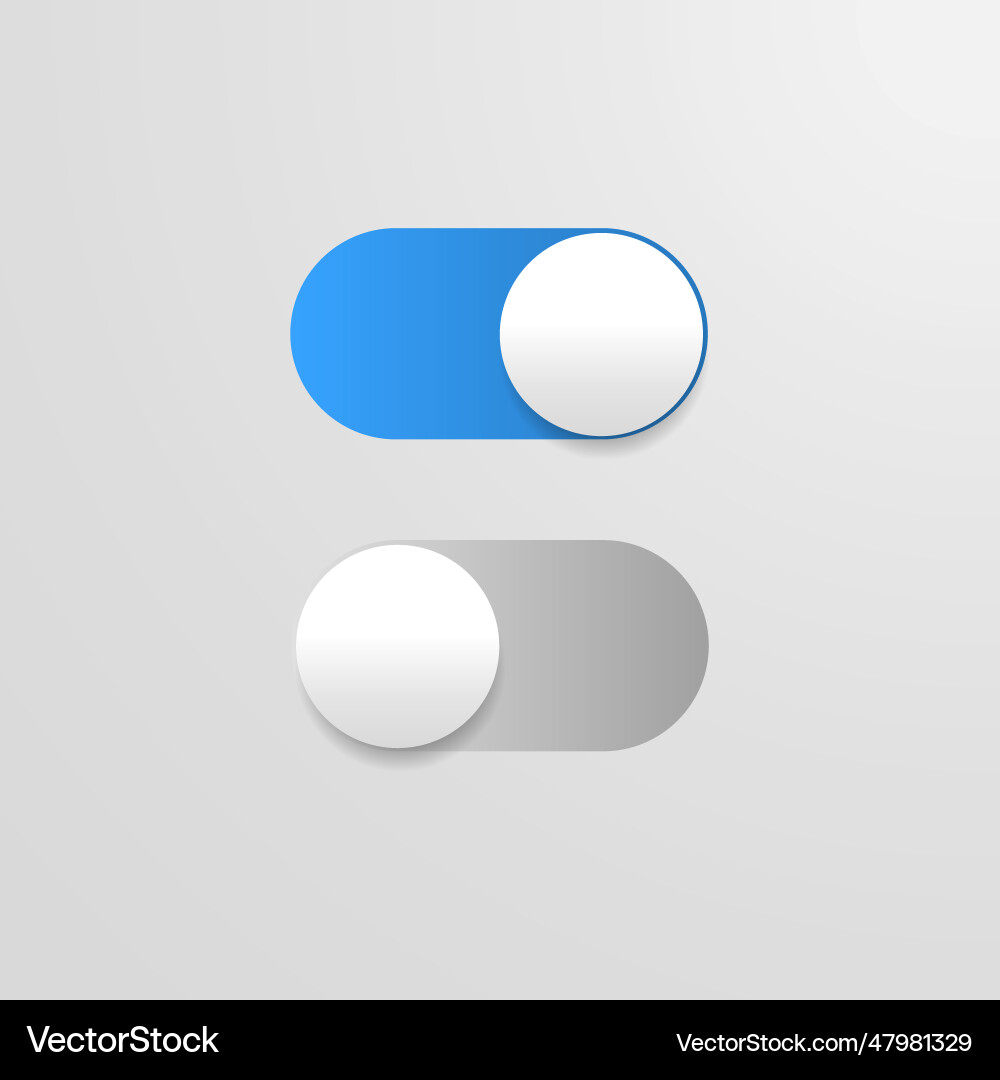 Switch off on button blue toggle mobile app power Switch off on button blue toggle mobile app power Vector Image