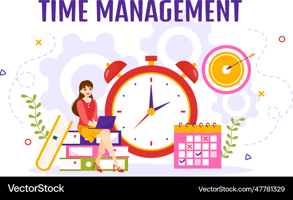 Time management with clock controls and tasks Time management with clock controls and tasks vector image