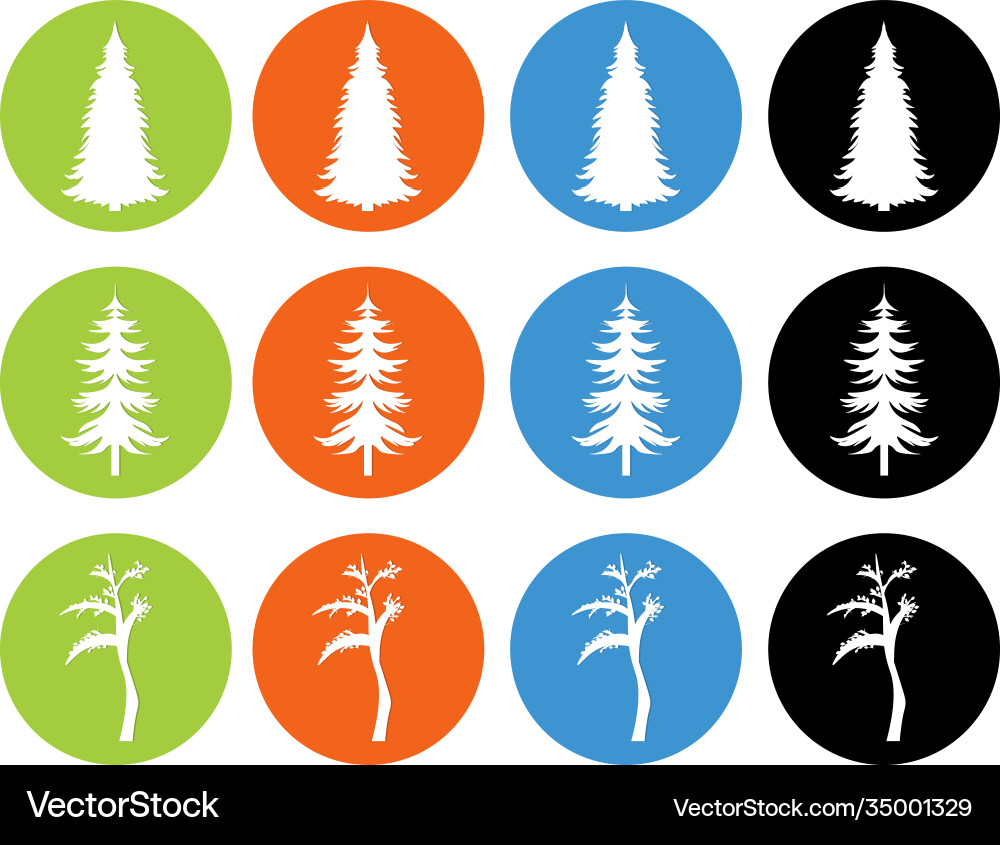 Tree set flat icons for web and mobile eps 10 Tree set flat icons for web and mobile eps 10 Vector Image