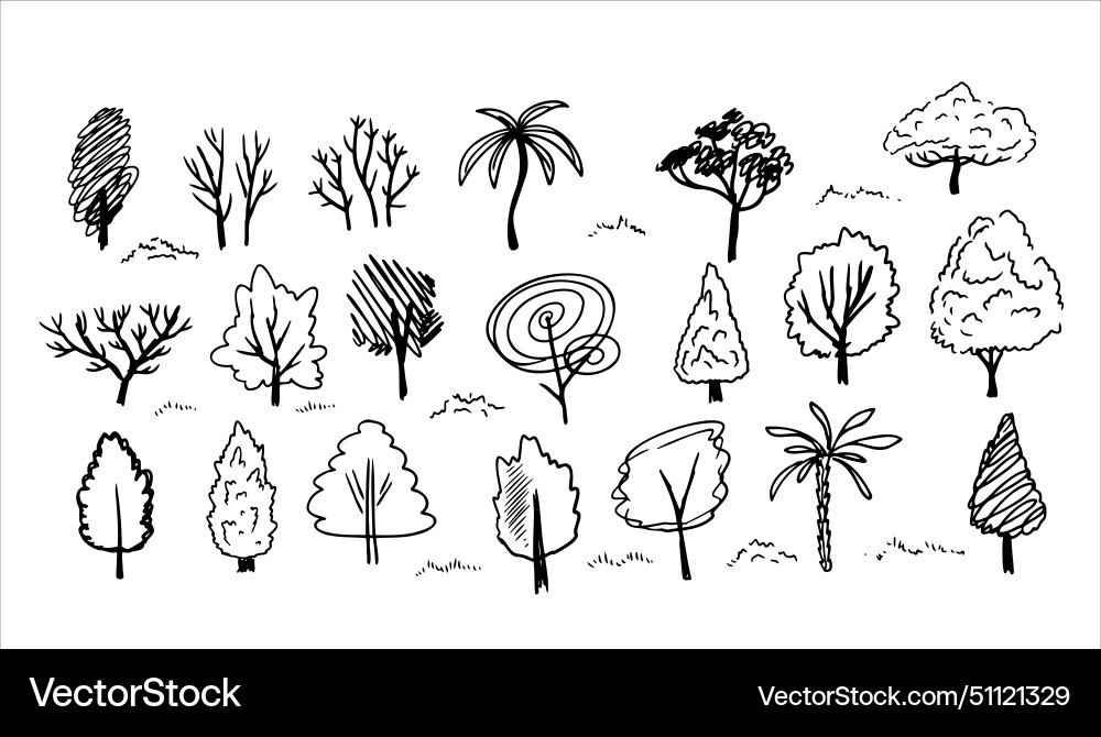 Tree sketch set Tree sketch set vector image