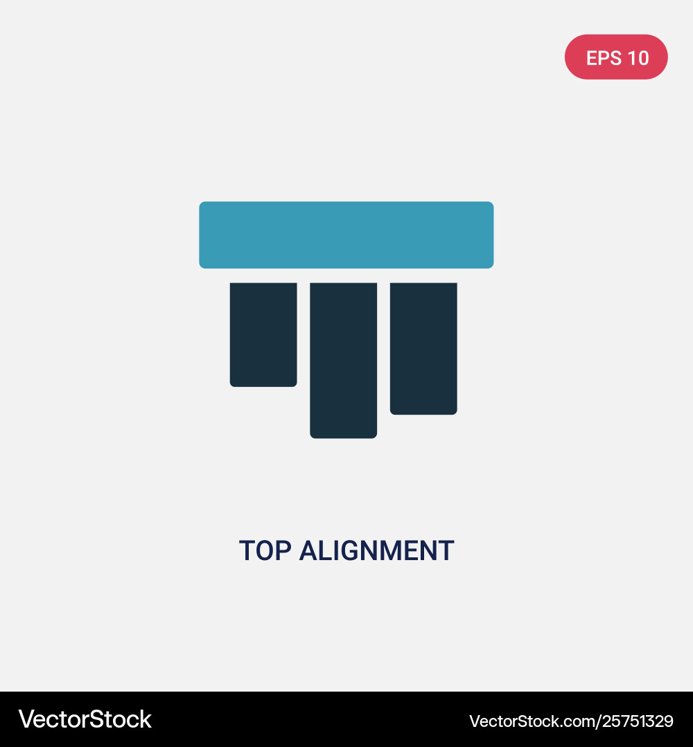 Two color top alignment icon from user interface Two color top alignment icon from user interface vector image