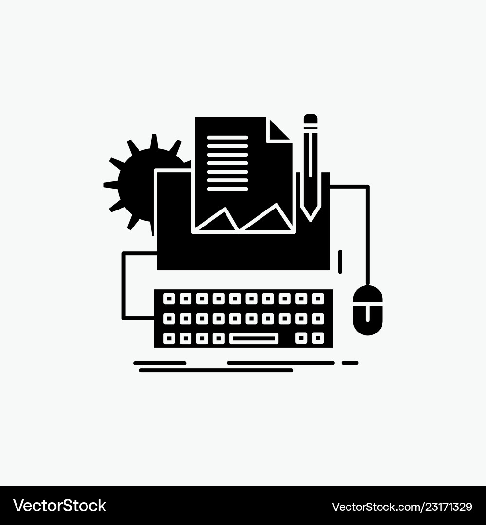 Type writer paper computer keyboard glyph Type writer paper computer keyboard glyph vector image