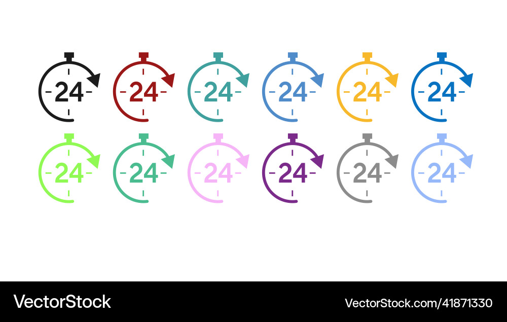 24 hours icon set Vector Image
