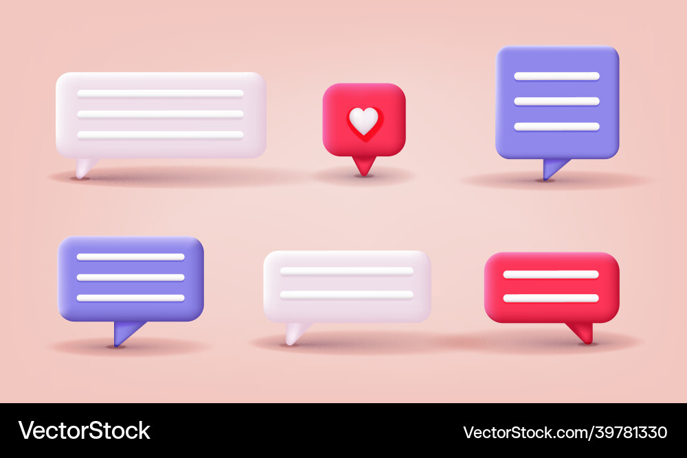 3D Chat Bubble Set - Message Boxes vector image