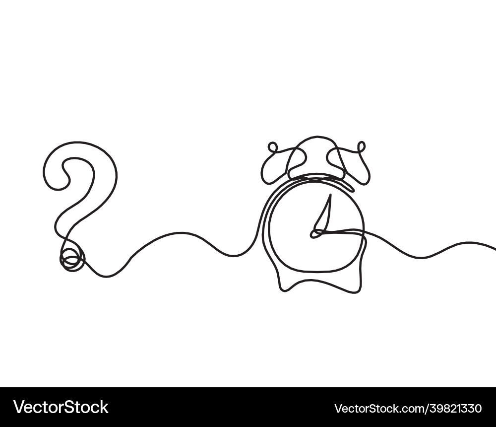 Abstract alarm clock with question mark as line Abstract alarm clock with question mark as line Vector Image