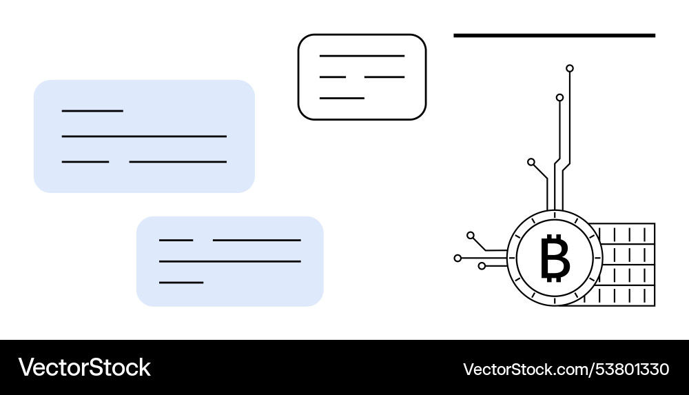 Blockchain technology communication with text vector image