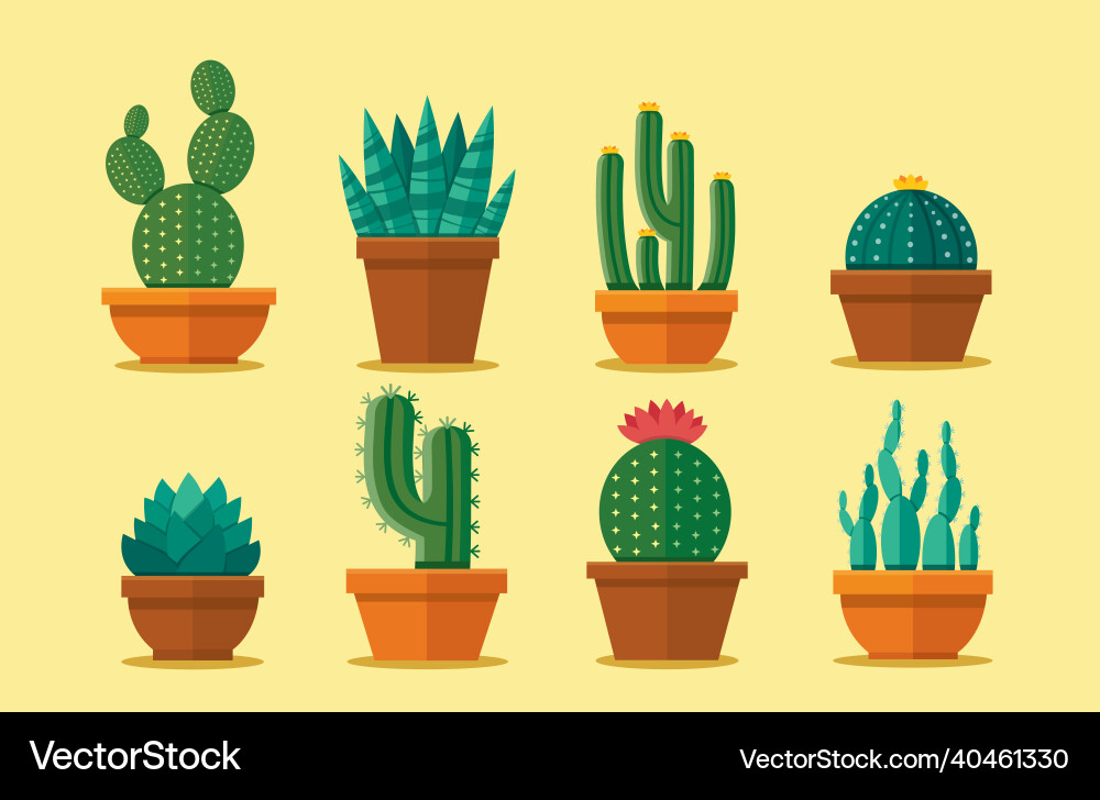 Cactus in a flat style set Cactus in a flat style set vector image