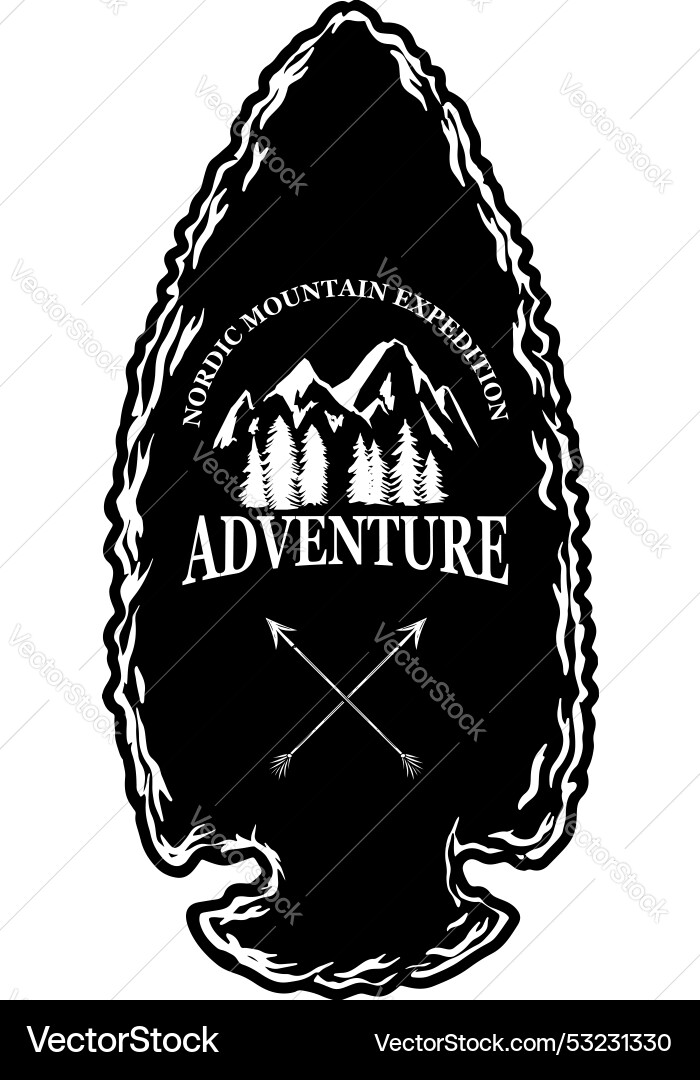Camping emblem in arrowhead shape design element Vector Image