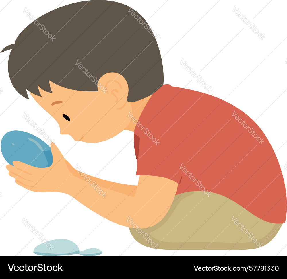 Child curiously examining something Vector Image