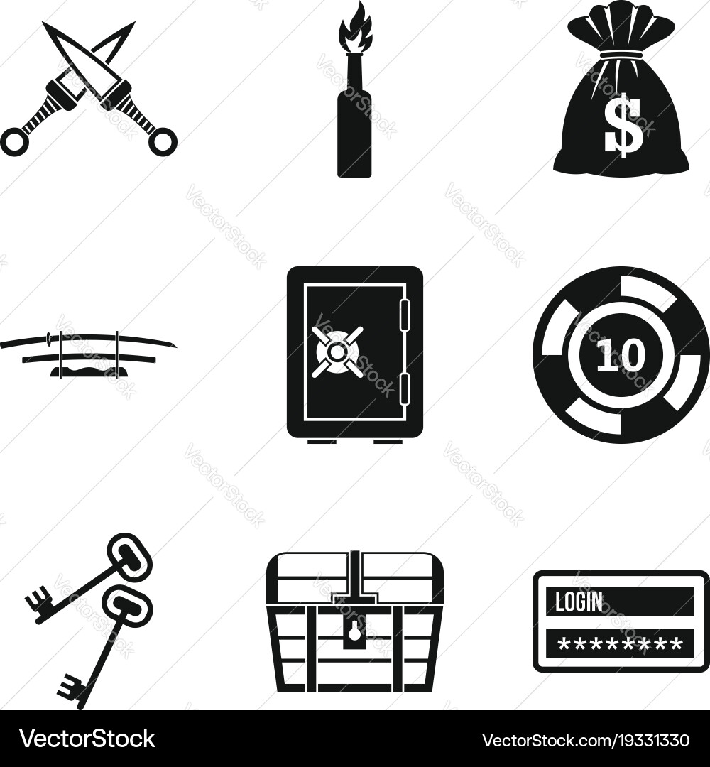 Criminal offence icons set simple style Vector Image