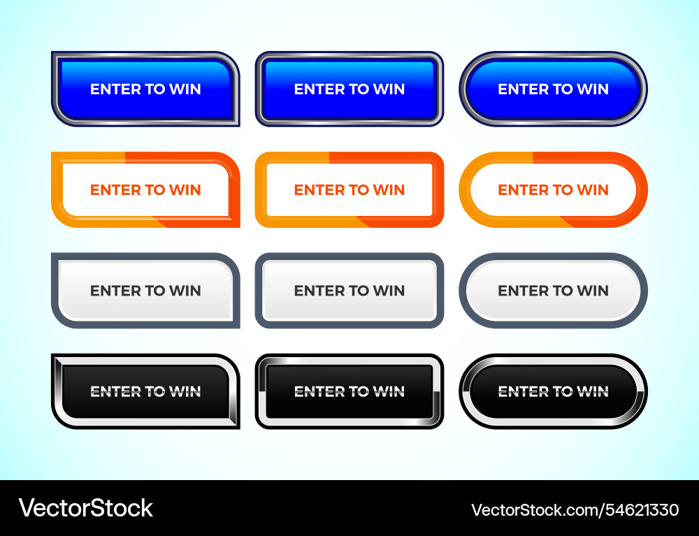 Enter to win button set of different shapes Enter to win button set of different shapes Vector Image