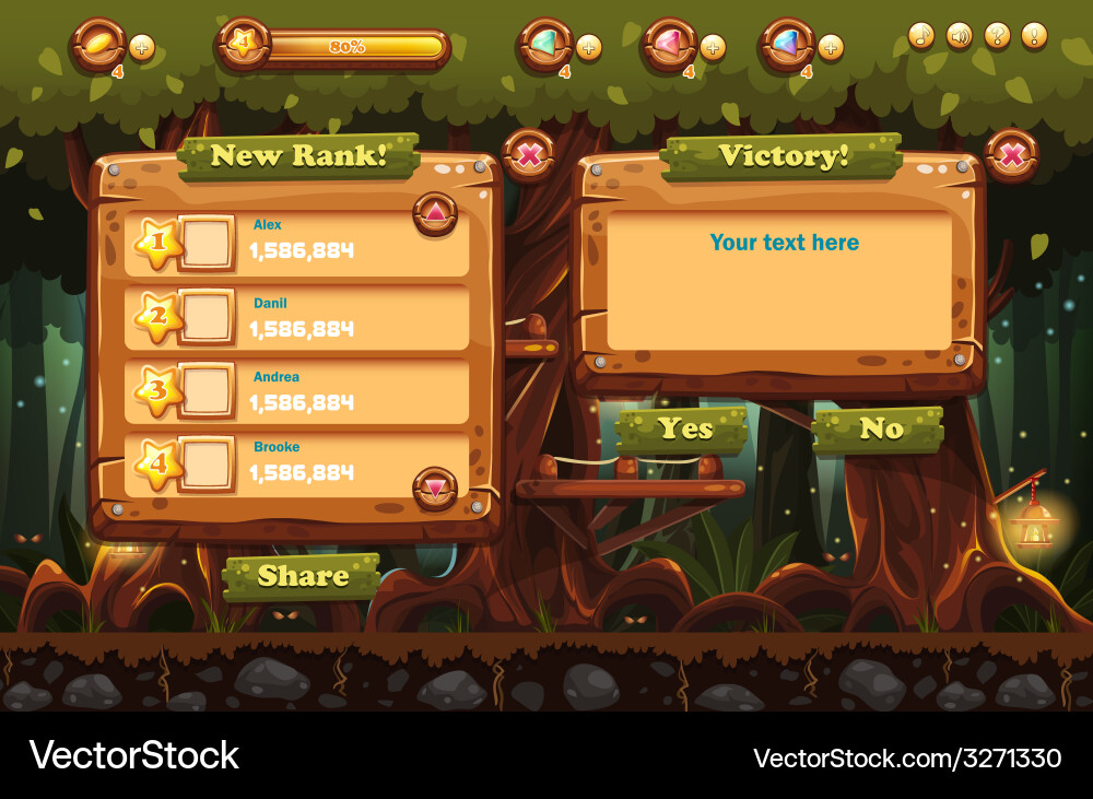 Fairy Forest UI Elements vector image
