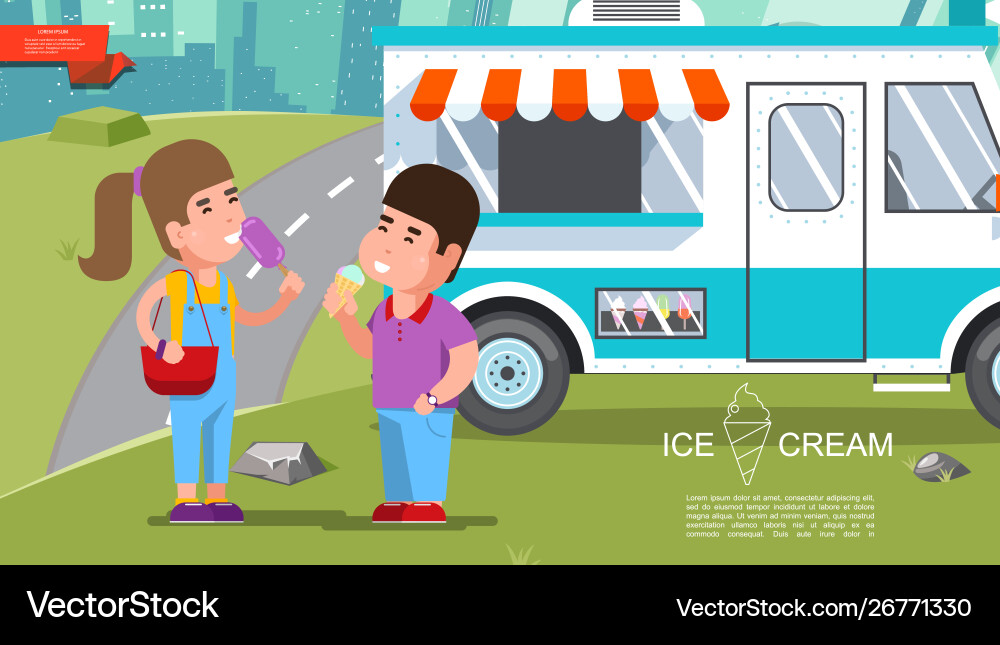 Flat ice cream summer colorful template Vector Image