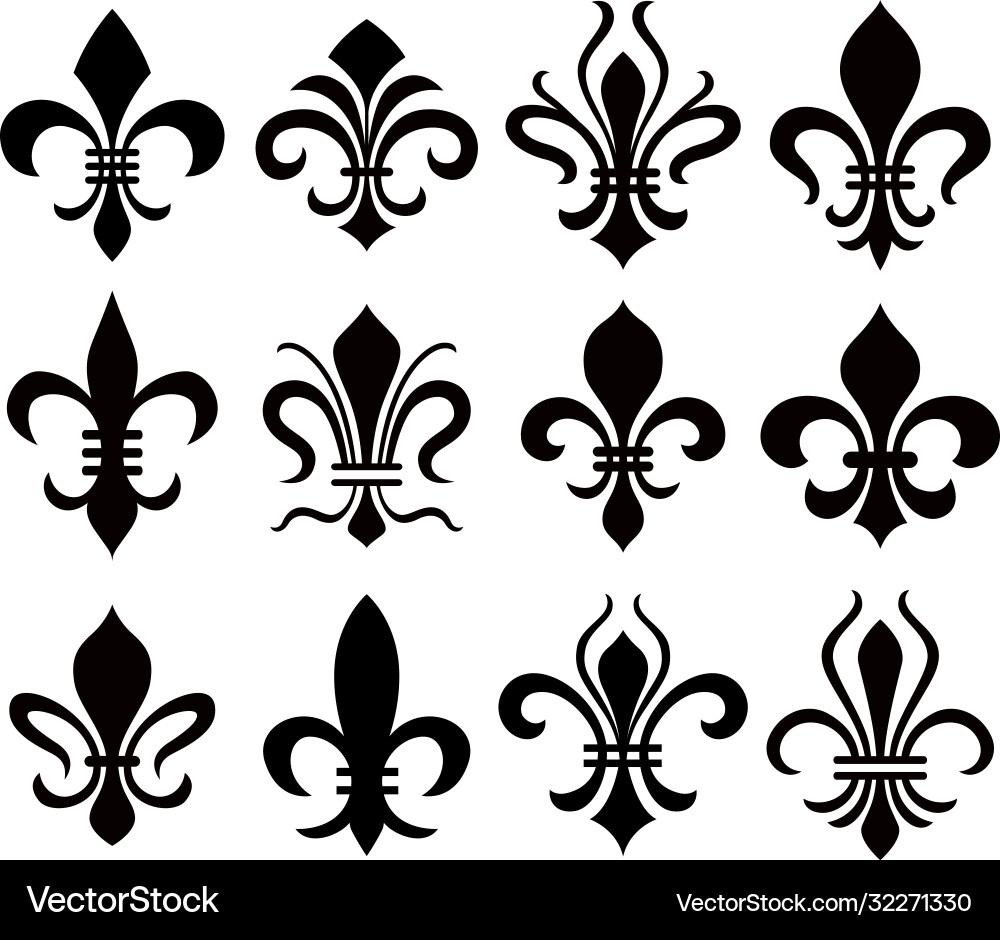 Fleur-de-Lys Symbol Set Vector Image