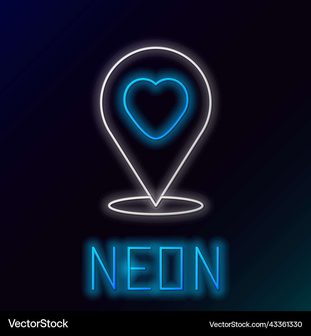 Glowing Neon Linie Kartenzeiger mit Herz-Ikone Glowing Neon Linie Kartenzeiger mit Herz-Ikone vektorbild