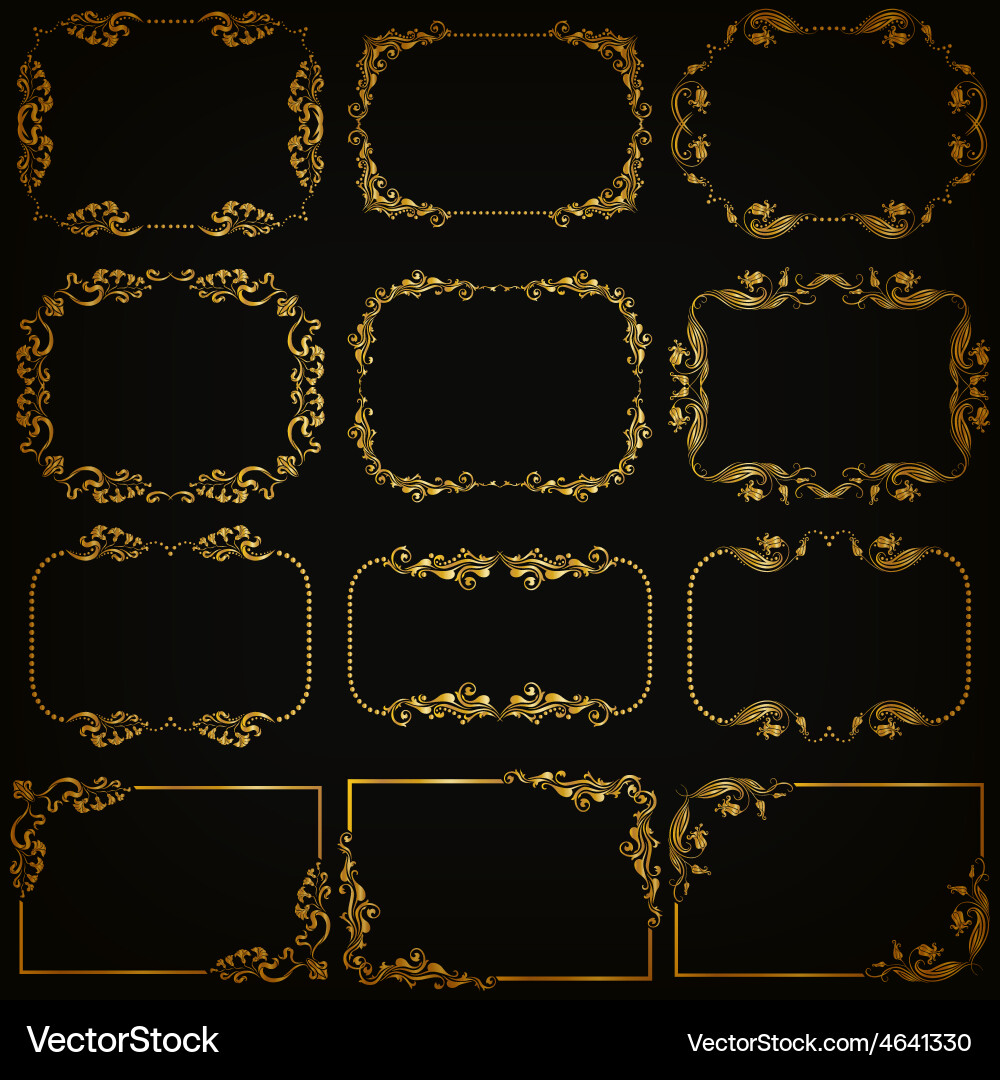 Gold Decorative Frame Set Vector Image