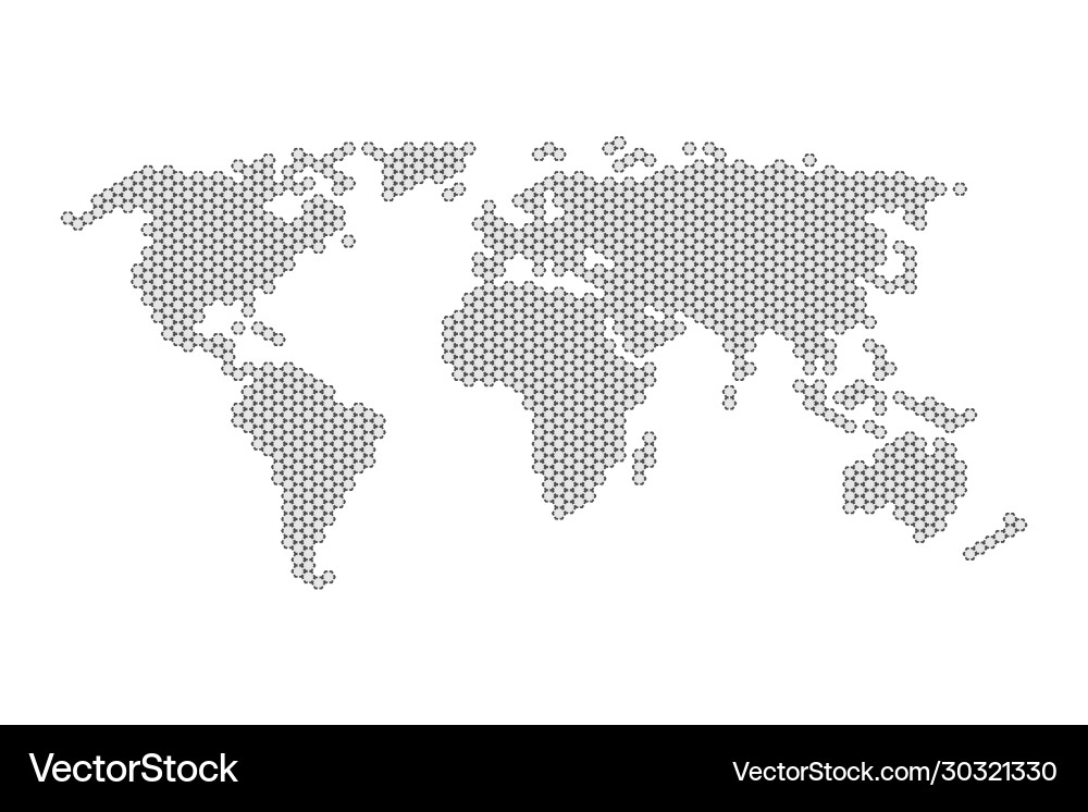 Grey world map with hexagons Grey world map with hexagons vector image