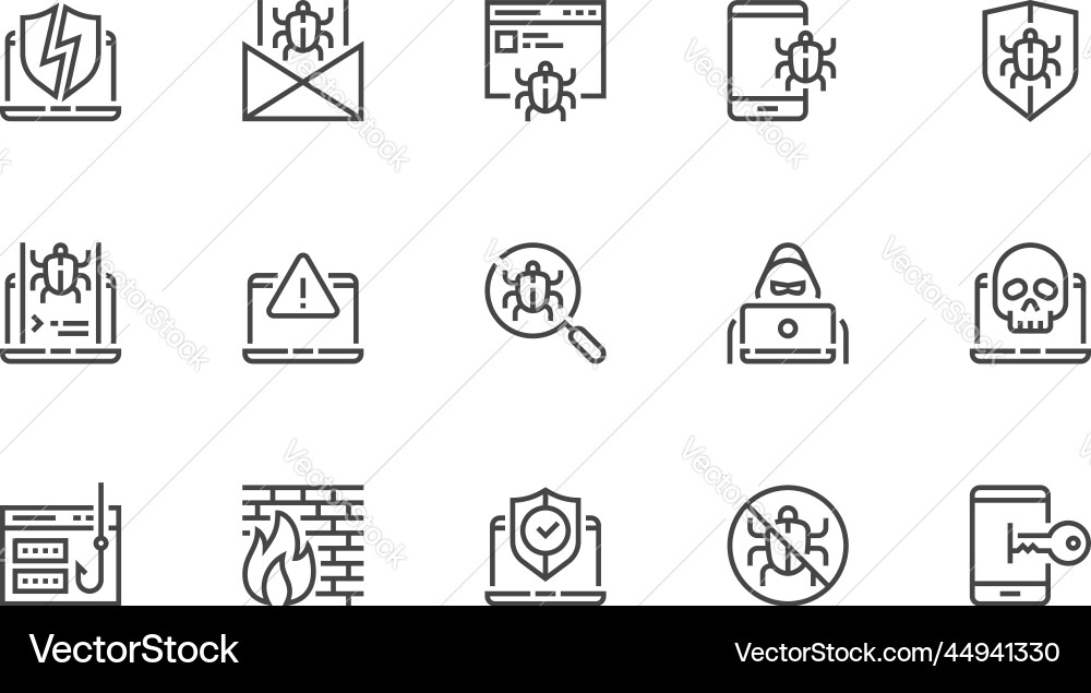 Hacking-Linie Icons Set Hacking-Linie Icons Set vektorbild
