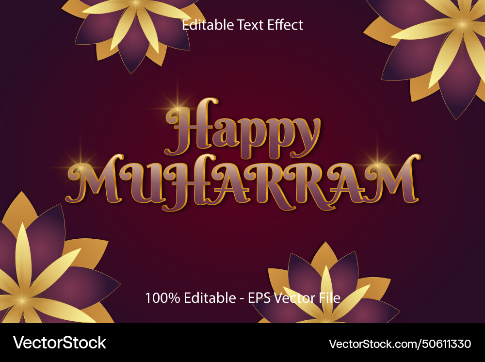 Happy muharram 3d emboss gradient style design Happy muharram 3d emboss gradient style design Vector Image