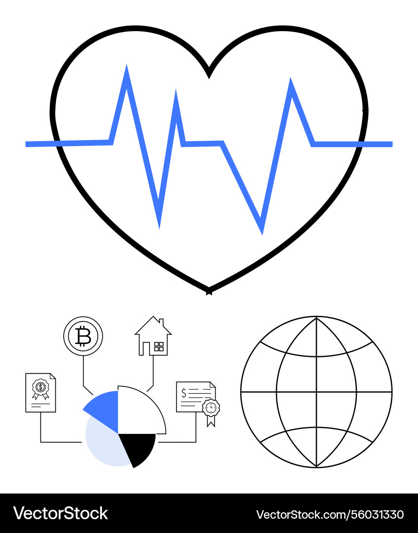 Heartbeat with interconnected elements Heartbeat with interconnected elements vector image