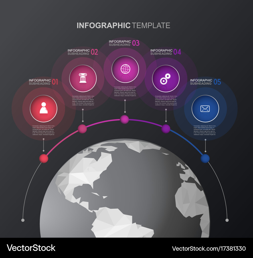Infographic template with five circles and icons vector image