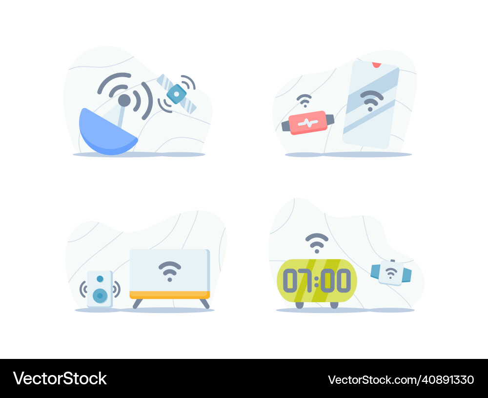 Iot internet of things technology simple icon set vector image