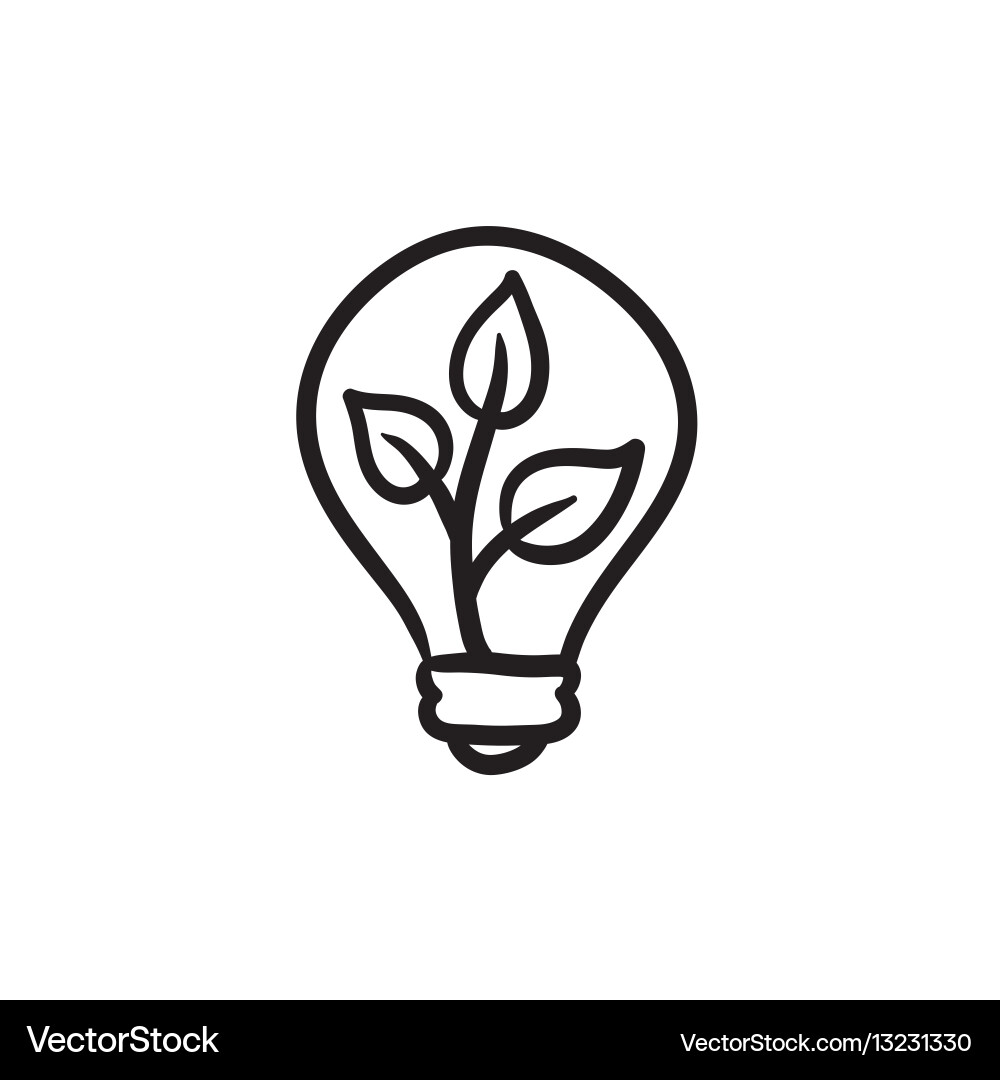 Lightbulb with Plant Sketch Icon vector image